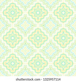 Seamless ornamental vector geometric texture, pale yellow - green palette