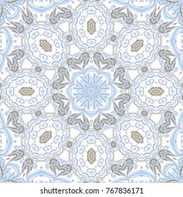 Seamless ornamental vector lace  pattern on white background