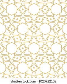 Seamless ornamental vector pattern in golden style