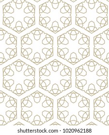 Seamless ornamental vector pattern in golden style