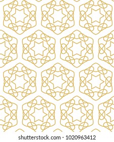 Seamless ornamental vector pattern in golden color