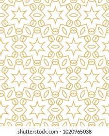 Seamless ornamental vector pattern in golden color