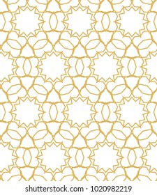 Seamless ornamental vector pattern in golden color