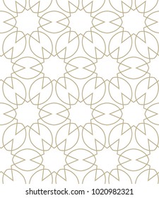 Seamless ornamental vector pattern in golden color