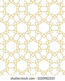 Seamless ornamental vector pattern in golden color