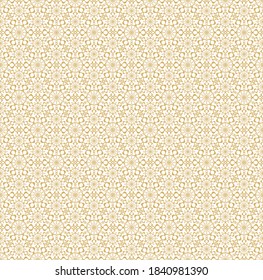 Seamless ornamental vector pattern in golden colour. Completely editable and scalable withour quality loss.