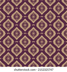 Patrón vectorial ornamental sin foco en color dorado con estilo orientalista otomano kaftan con motivos estilizados de tulipán. Uso para prendas de vestir, impresiones de tela, textiles para el hogar, diseño de moda y tapicería.