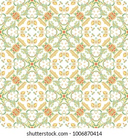 Seamless ornamental vector pattern on white background