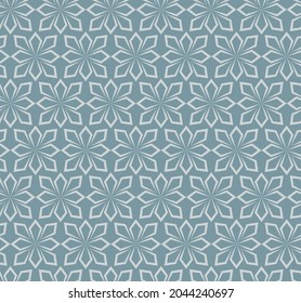 Seamless ornamental vector patterns on a colored background. Modern line art illustrations for wallpapers, flyers, covers, banners, minimalistic ornaments, backgrounds.
