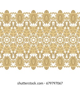 Seamless ornamental vector ribbon on white background