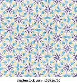 Seamless ornamental vector texture, laced pattern with stylized snowflakes - floral rosettes