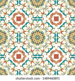 Seamless ornamental vector texture, on white background
