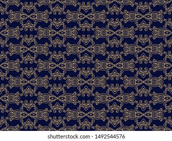 Seamless ornamental vector texture on dark background