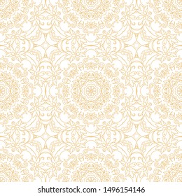 Seamless ornamental vector texture, on white background