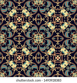 Seamless ornamental vector texture, oriemtal mosaic style