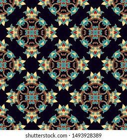 Seamless ornamental vector texture, oriemtal mosaic style