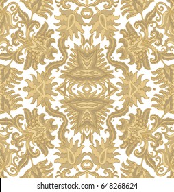Seamless ornamental vector vintage pattern, on white background