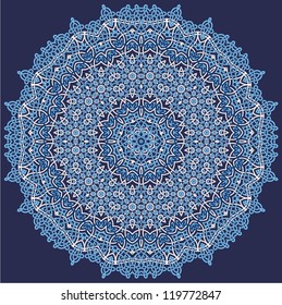 Seamless ornamental vintage circle. Winter Christmas Snowflake (vector illustration).
