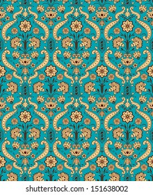 Seamless ornamental vintage pattern with stylized flowers.