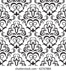 Seamless ornamental wallpaper, floral pattern, illustration