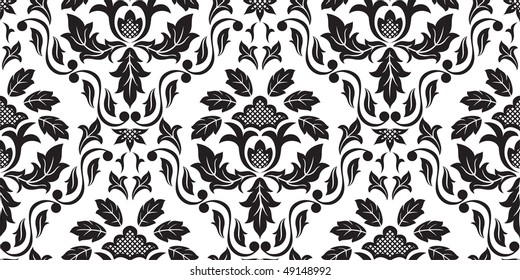 Seamless ornamental wallpaper, floral pattern, illustration