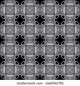 Seamless  ornamental white laced  vector  texture on dark background