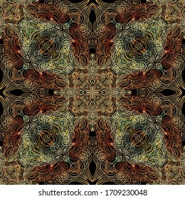 Seamless ornamental woven golden- brown abstract texture
