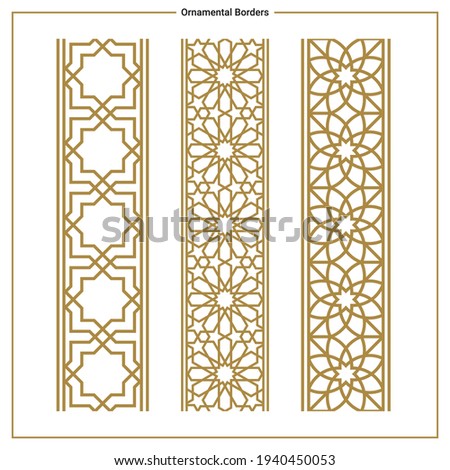 Seamless ornamentl frames and borders collection. Oriental, Islamic, Eastern and Arabian styles.