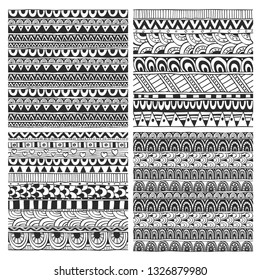 Black White Horizontal Paisley Border Stock Vector (Royalty Free ...