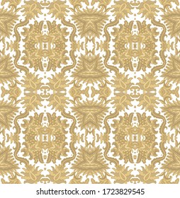 Seamless ornametnal vector texture, vintage medieval style, on white background