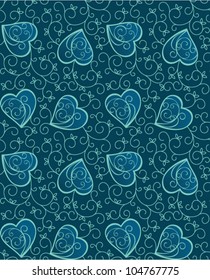 Seamless ornate background with hearts