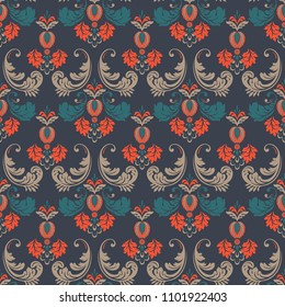 Seamless Ornate damask background. Vector vintage wallpaper