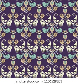 Seamless Ornate damask background. Vector vintage wallpaper
