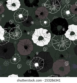 Seamless ornate decorative floral pattern. Bright print for your design. Dark blue background  