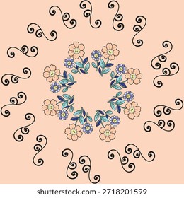 Obra de arte de diseño de patrón floral ornamentado sin costuras .