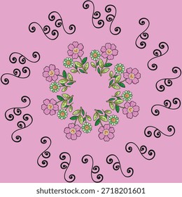 Obra de arte de diseño de patrón floral ornamentado sin costuras .