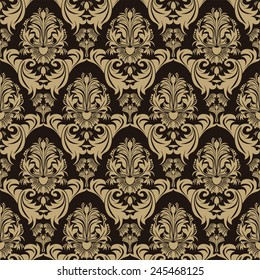 Seamless ornate floral Pattern on the chocolate Background