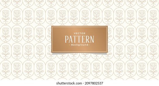 seamless ornate floral slim with frame linear vector pattern on brown background Premium Vector