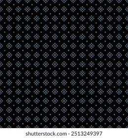 Seamless Ornate Geometric Pattern with Blue Accents on Black Background for Textile Design, patterns Vector illustration