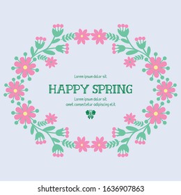Seamless Ornate of leaf and flower frame, for happy spring greeting cards design. Vector