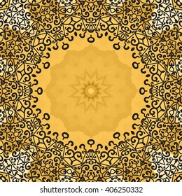 Seamless ornate mandala frame. Oriental vector pattern illustration.  Islamic, Arabic, Indian, Turkish, Pakistan, Chinese, Asian, Moroccan, Ottoman motifs.