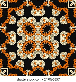Seamless ornate oriental design. Endless mandala. Asian carpet inspired art.