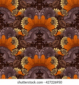 Seamless Ornate Pattern. Hand Drawn Damask Texture, Vintage Style