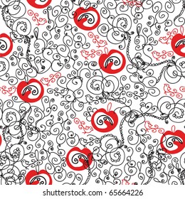 Seamless ornate red and black pattern