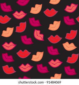 seamless ornate red lips print