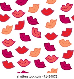 seamless ornate red lips print