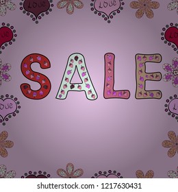 Seamless. Ornate vector colorful frame. Seasonal discounts set. Sale. Illustration in black, neutral and pink colors.