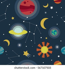 Seamless Outer Space Planet Pattern