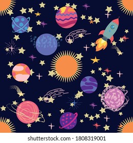 Space Galaxy Constellation Seamless Pattern Print Stock Vector (Royalty ...