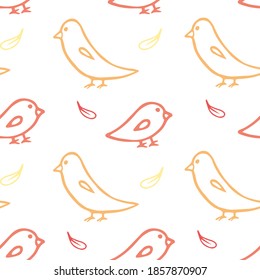 Seamless outline birds pattern made in vector